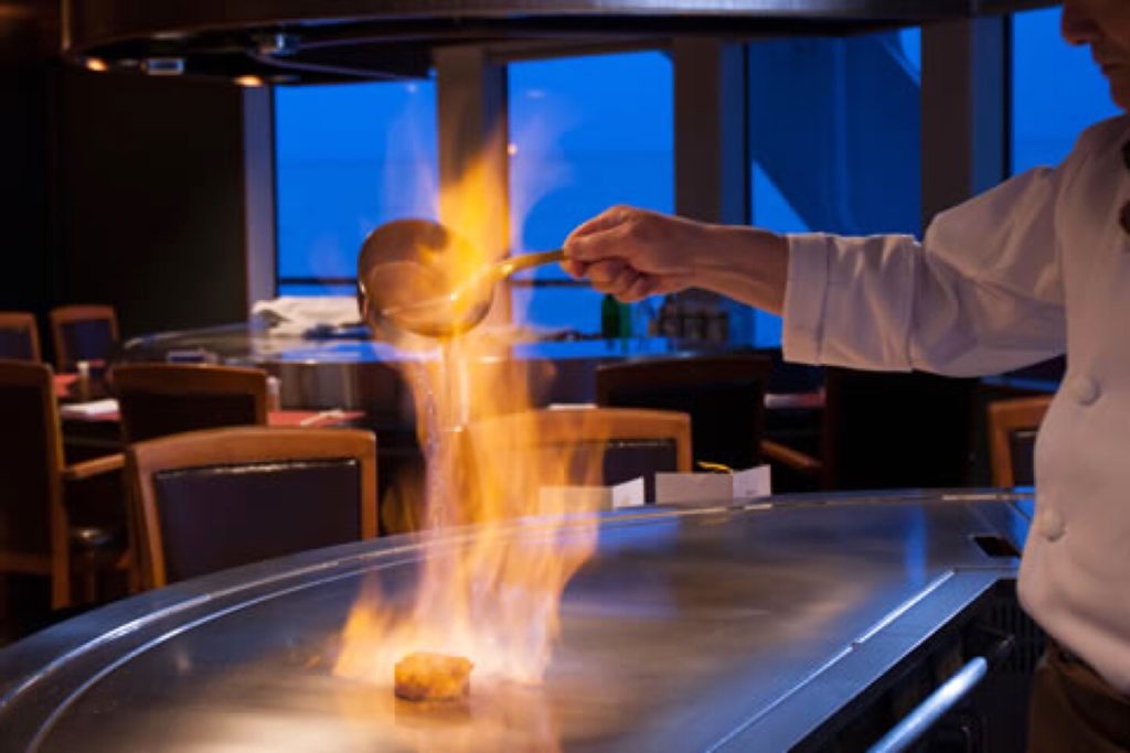 コンチェルトの鉄板焼きのフランベ