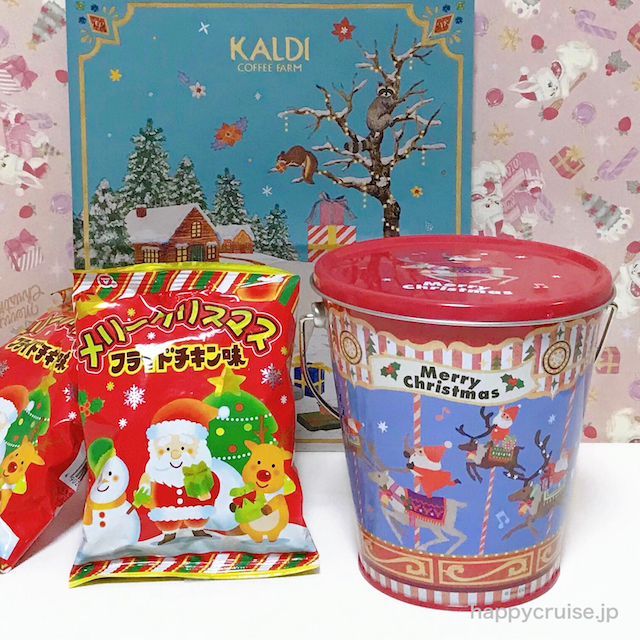 【カルディ×クリスマスギフト2022】クリスマスバケツティン フライドチキン味のスナック菓子入り