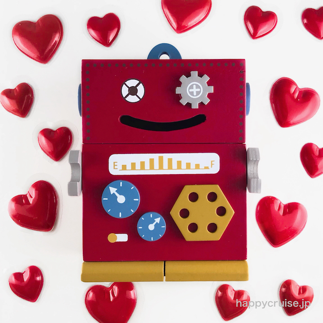 【カルディ】ロボットウッドボックス 赤　バレンタインチョコギフト