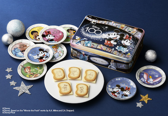 【東京ばな奈×ディズニー100】「Disney100」がテーマのスペシャルなショコラサンド缶、豆皿セット