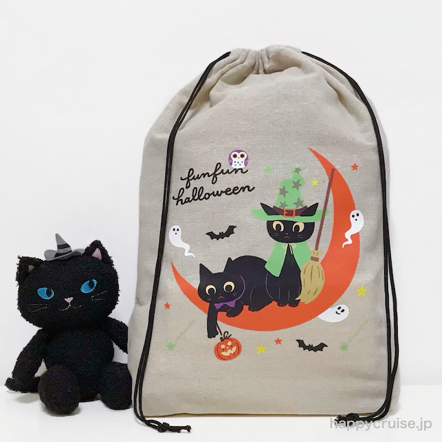 【カルディ】ハロウィン バラエティバッグ 黒猫巾着バッグ
