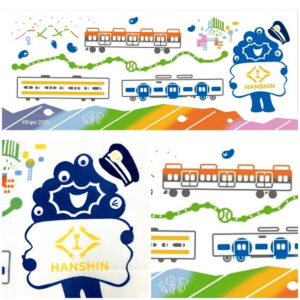 大阪・関西万博【阪神電車×ミャクミャク】 駅員ミャクミャクきたー！限定てぬぐいがめっちゃかわいい♪