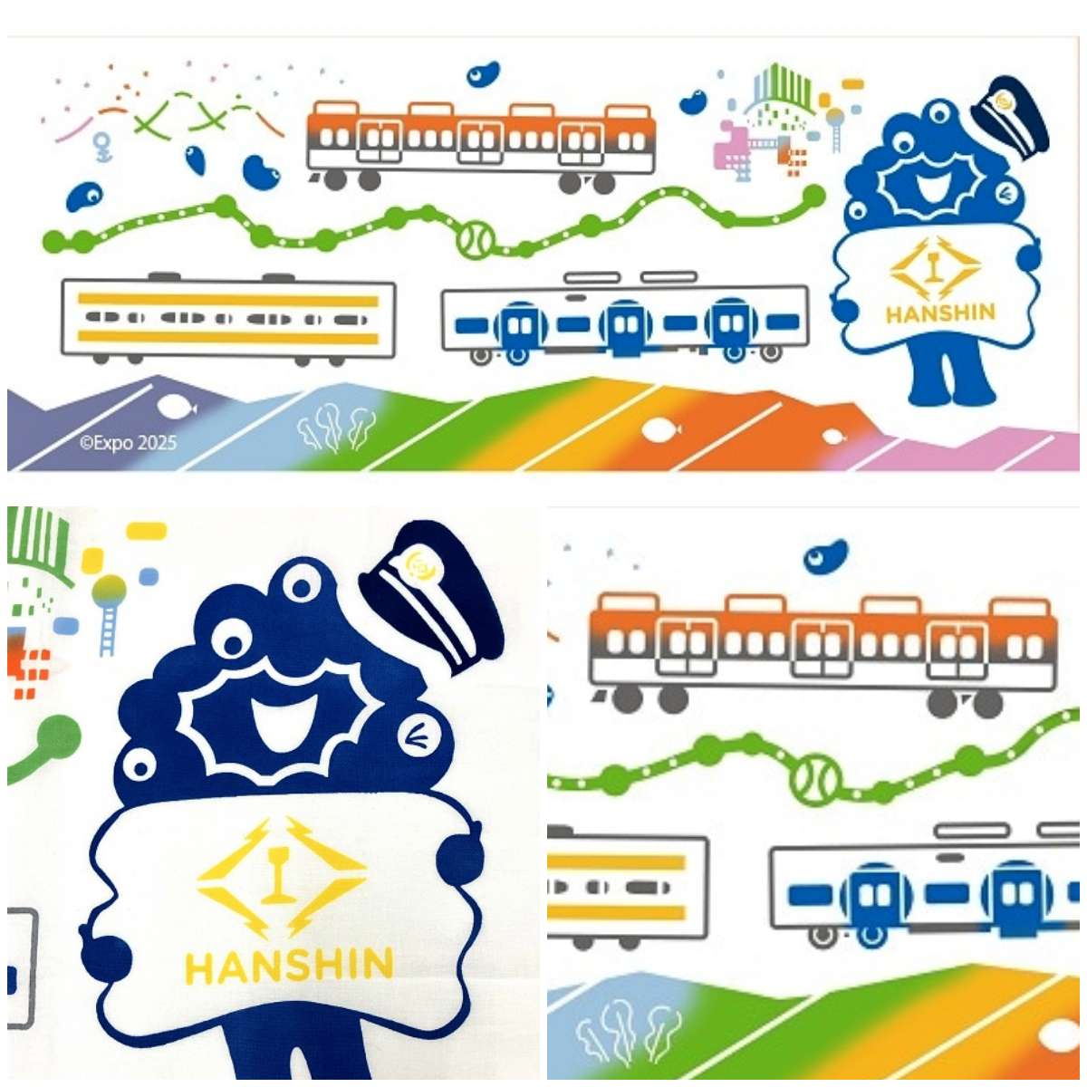 大阪・関西万博【阪神電車×ミャクミャク】 駅員ミャクミャクきたー!限定てぬぐいがめっちゃかわいい♪