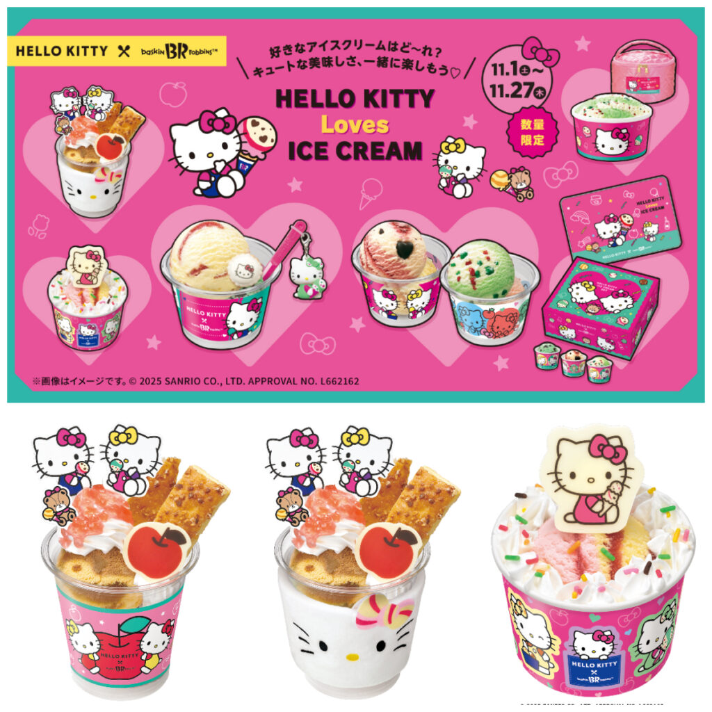 【サーティワン】ハローキティと夢コラボ♡チャーム付きアイスやスリーブ付きサンデー、うれしい特典も♪