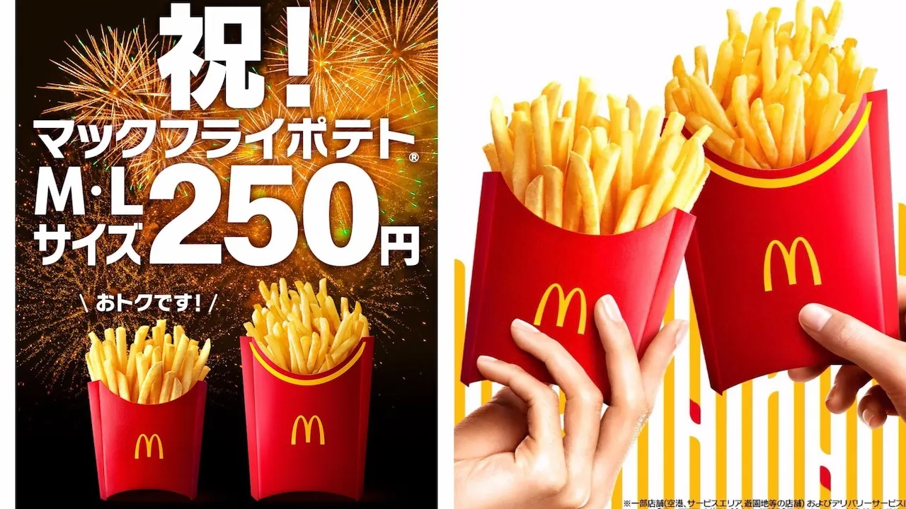 【マクドナルド】「マックフライポテトM・Lサイズ」250円キャンペーン!11月4日(火)から13日間がお得!