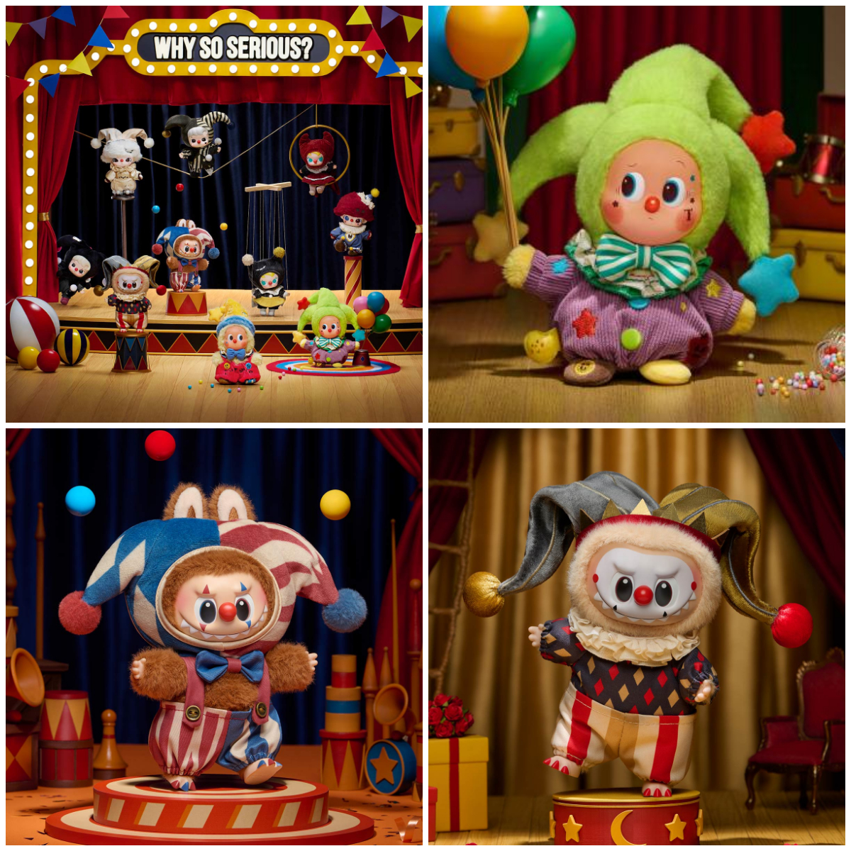 【ポップマート】ハロウィン「WHY SO SERIOUS ぬいぐるみペンダント」10月10日(金)新発売！ラブブがサーカス団に仲間入り♡