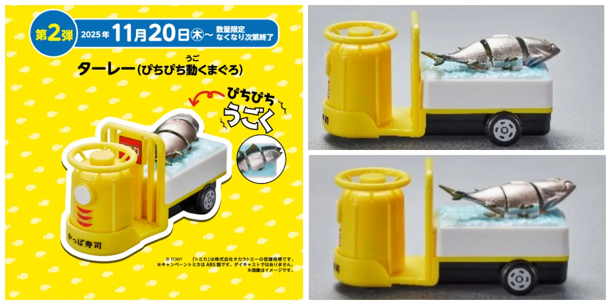 【かっぱ寿司×トミカ 第2弾】ターレー(ぴちぴち動くまぐろ)がもらえる!先着プレゼントキャンペーン!11/20(木)~スタート!