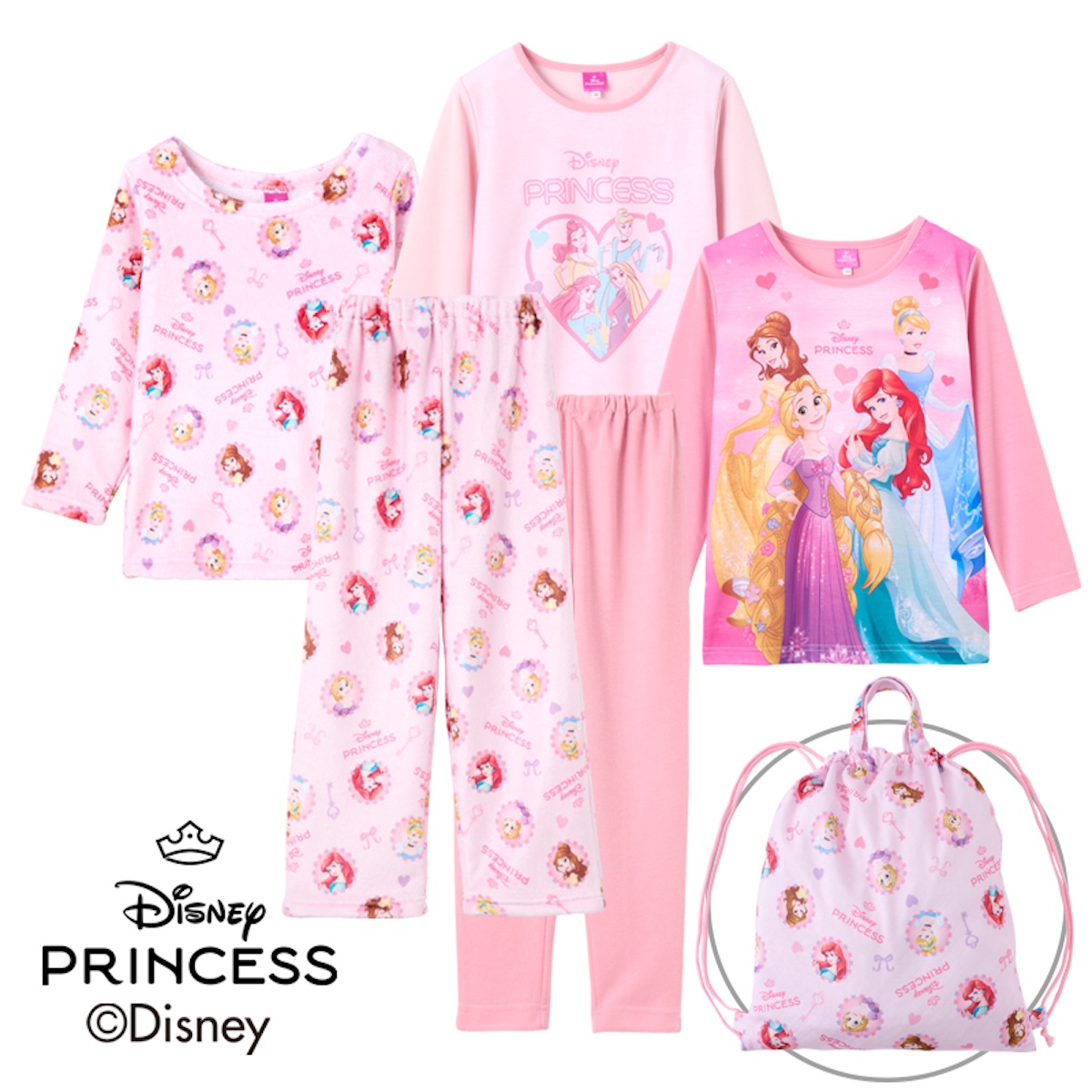 これ全部で2000円!【しまむら福袋2026】「ディズニープリンセス」ガールズパジャマ6点セットがめっちゃ可愛い♡