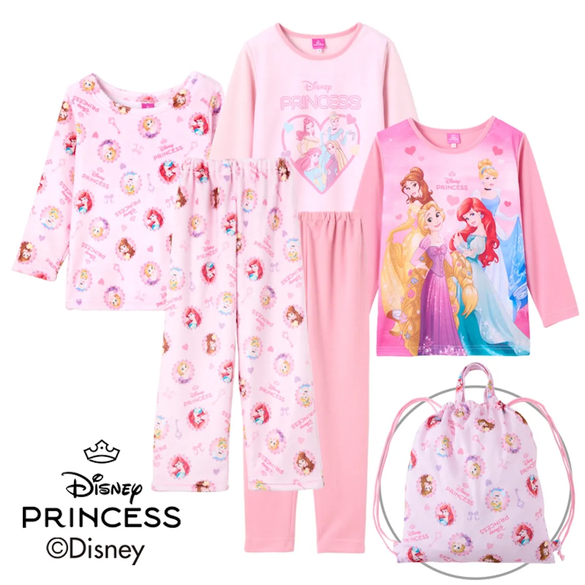 これ全部で2000円!【しまむら福袋2026】「ディズニープリンセス」ガールズパジャマ6点セットがめっちゃ可愛い♡