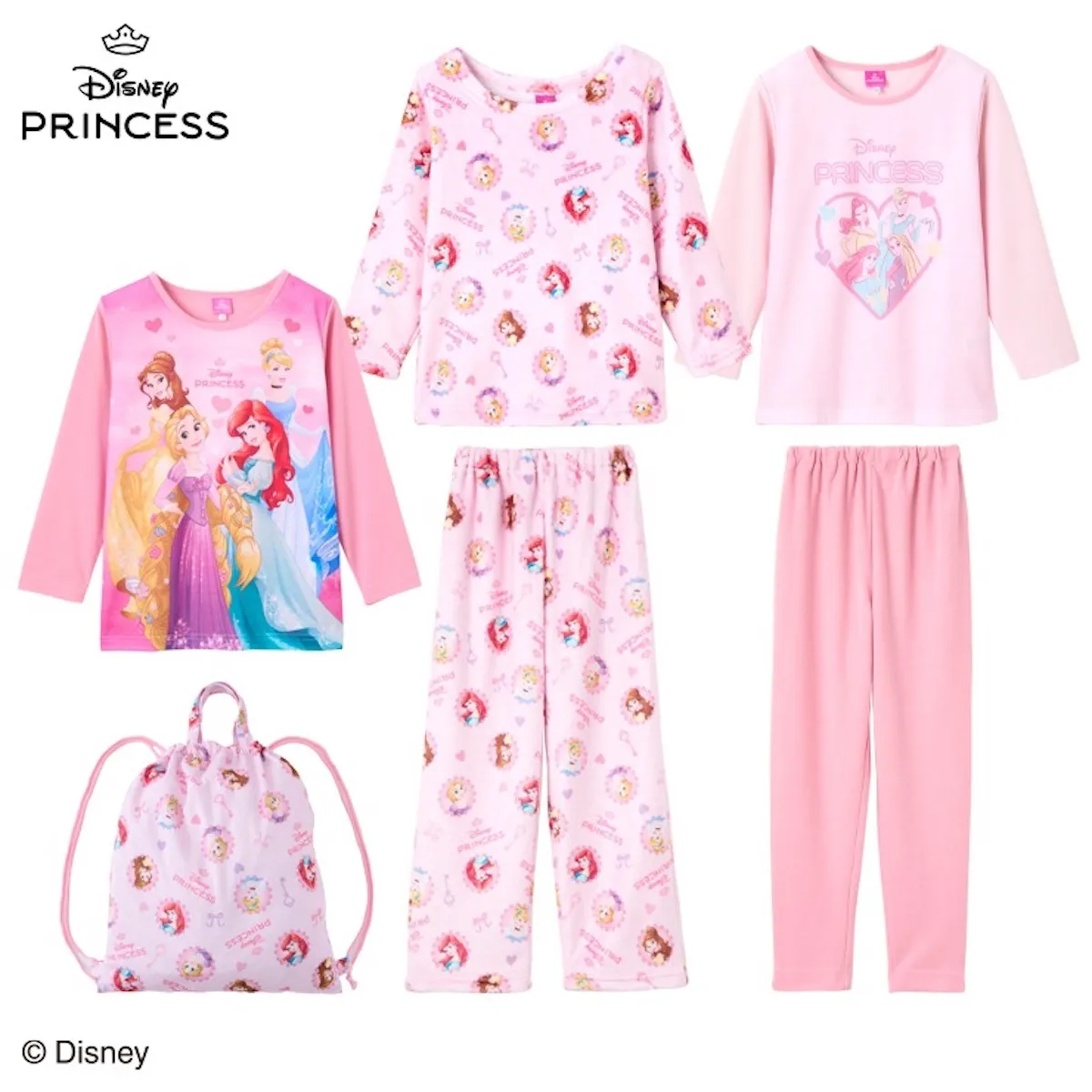 これ全部で2000円!【しまむら福袋2026】「ディズニープリンセス」ガールズパジャマ6点セットがめっちゃ可愛い♡