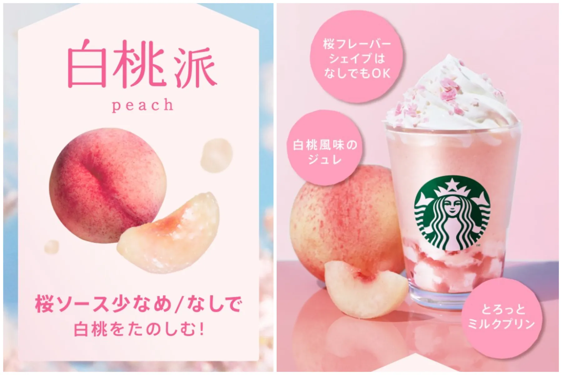 【スタバ新作ドリンク】桜×白桃のSAKURAビバレッジ3種(フラペチーノ・ラテ・ソーダ)登場♡2026年2月18日(水)新発売!