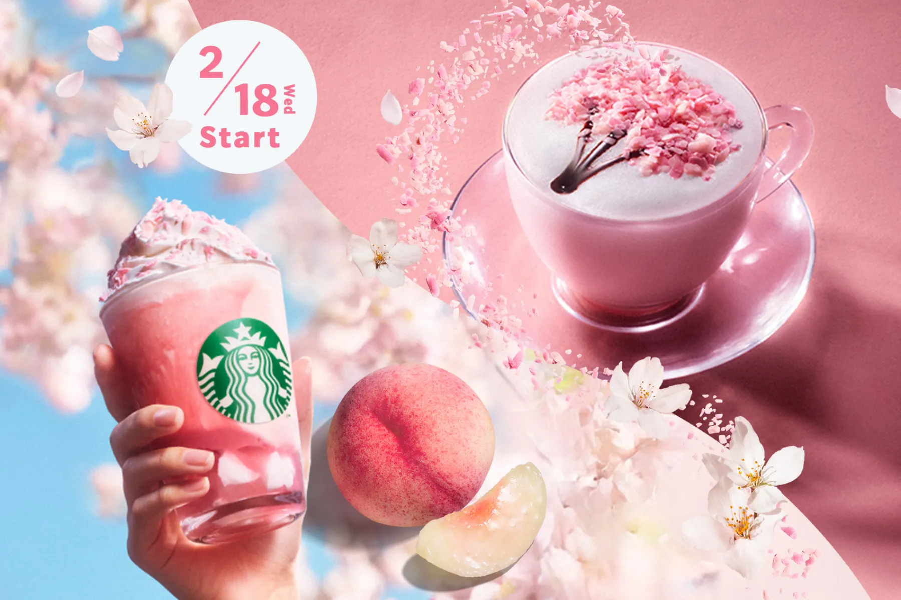 【スタバ新作ドリンク】桜×白桃のSAKURAビバレッジ3種(フラペチーノ・ラテ・ソーダ)登場♡2026年2月18日(水)新発売!