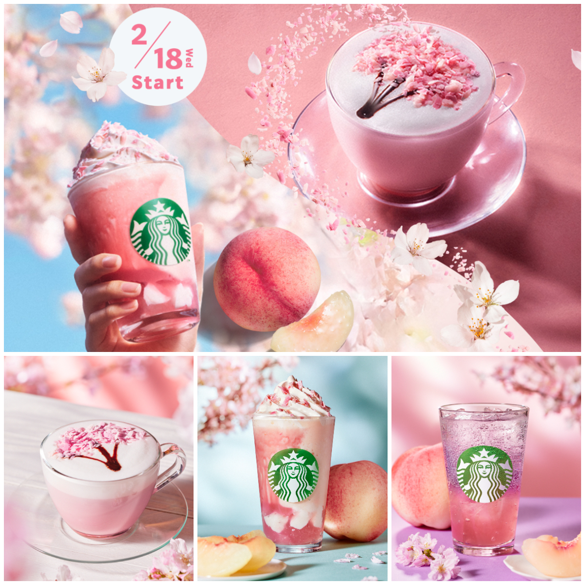 【スタバ新作ドリンク】桜×白桃のSAKURAビバレッジ3種(フラペチーノ・ラテ・ソーダ)登場♡選べる春のご褒美タイム