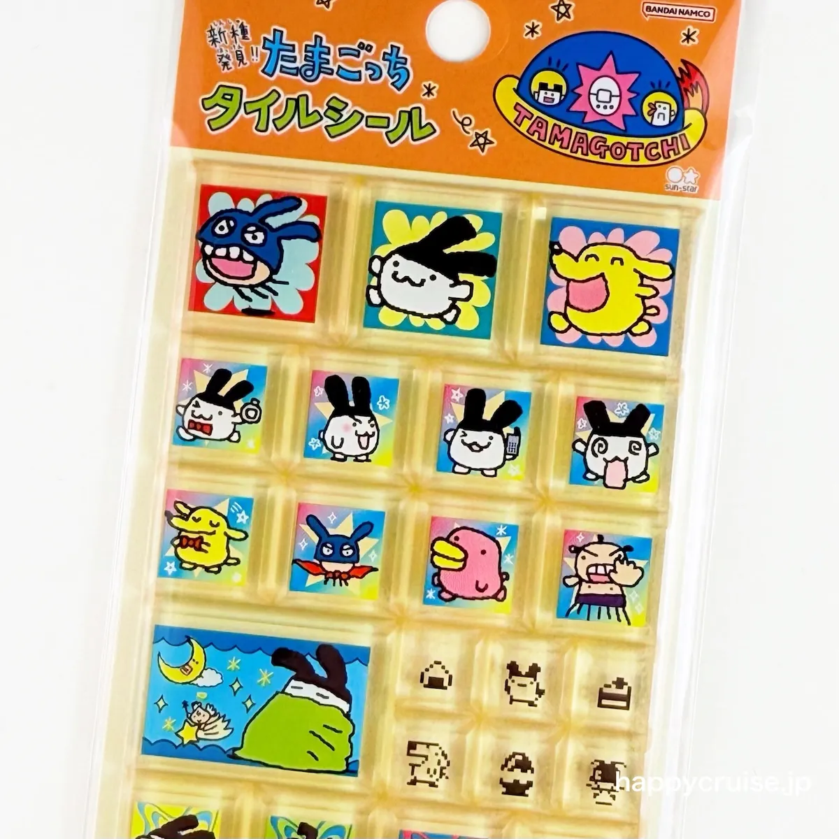 【たまごっちタイルシール】初代「たまごっち(まめっち)」と「新種発見!!たまごっち(みみっち)」デザイン