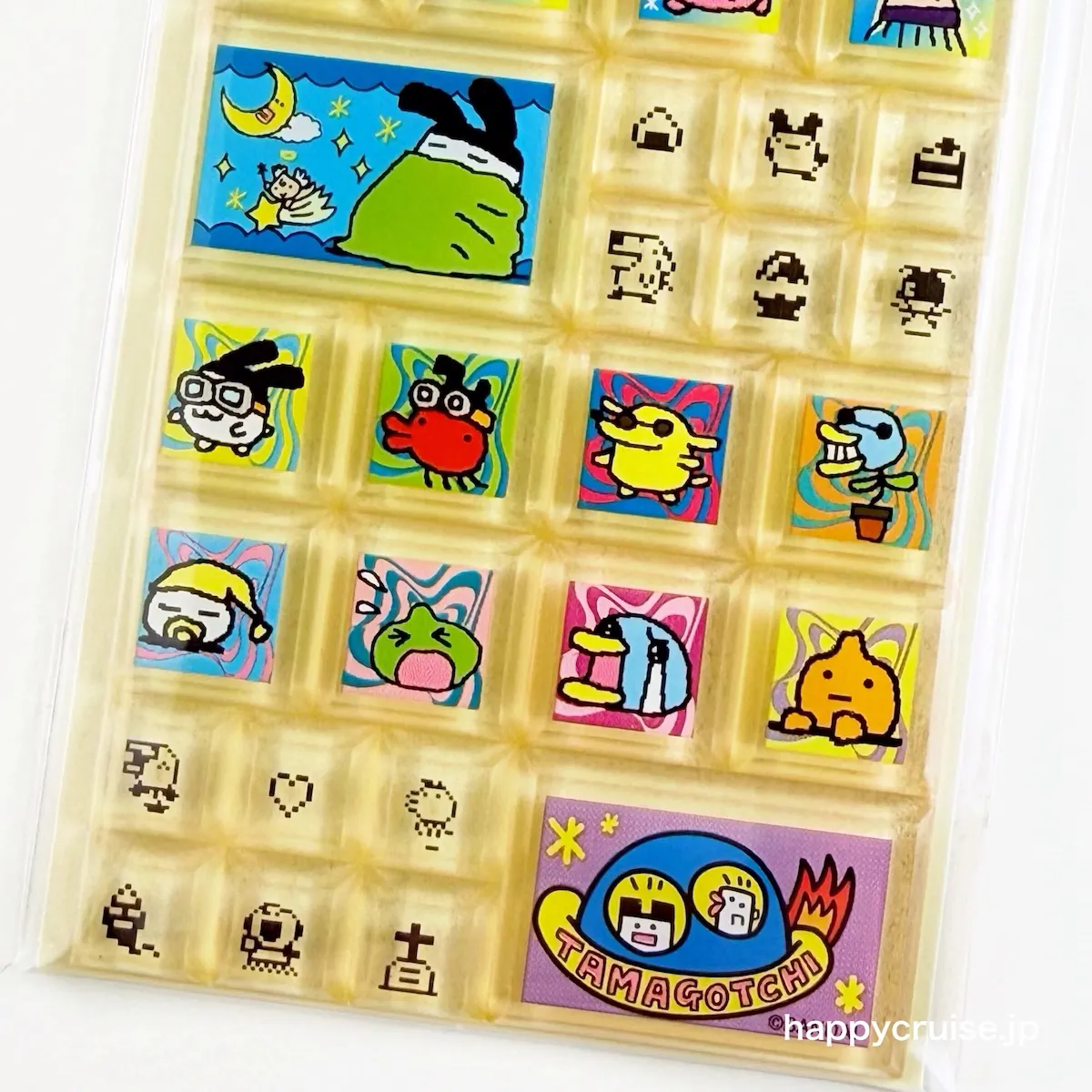 【たまごっちタイルシール】初代「たまごっち(まめっち)」と「新種発見!!たまごっち(みみっち)」デザイン