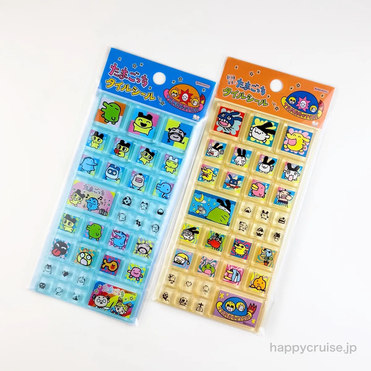 【たまごっちタイルシール】初代「たまごっち(まめっち)」と「新種発見!!たまごっち(みみっち)」デザイン