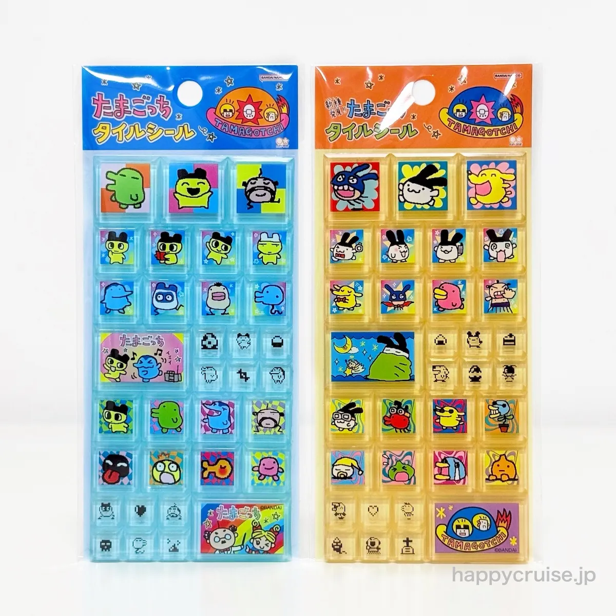 【たまごっちタイルシール】初代「たまごっち(まめっち)」と「新種発見!!たまごっち(みみっち)」デザイン