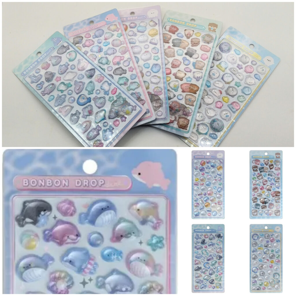 【栃木県なかがわ水遊園】ボンボンドロップシール「海のいきものたち 5種セット」年パスユーザー限定で先着300名に予約販売！