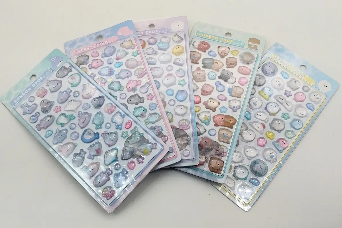 【栃木県なかがわ水遊園】ボンボンドロップシール「海のいきものたち 5種セット」年パスユーザー限定で先着300名に予約販売!