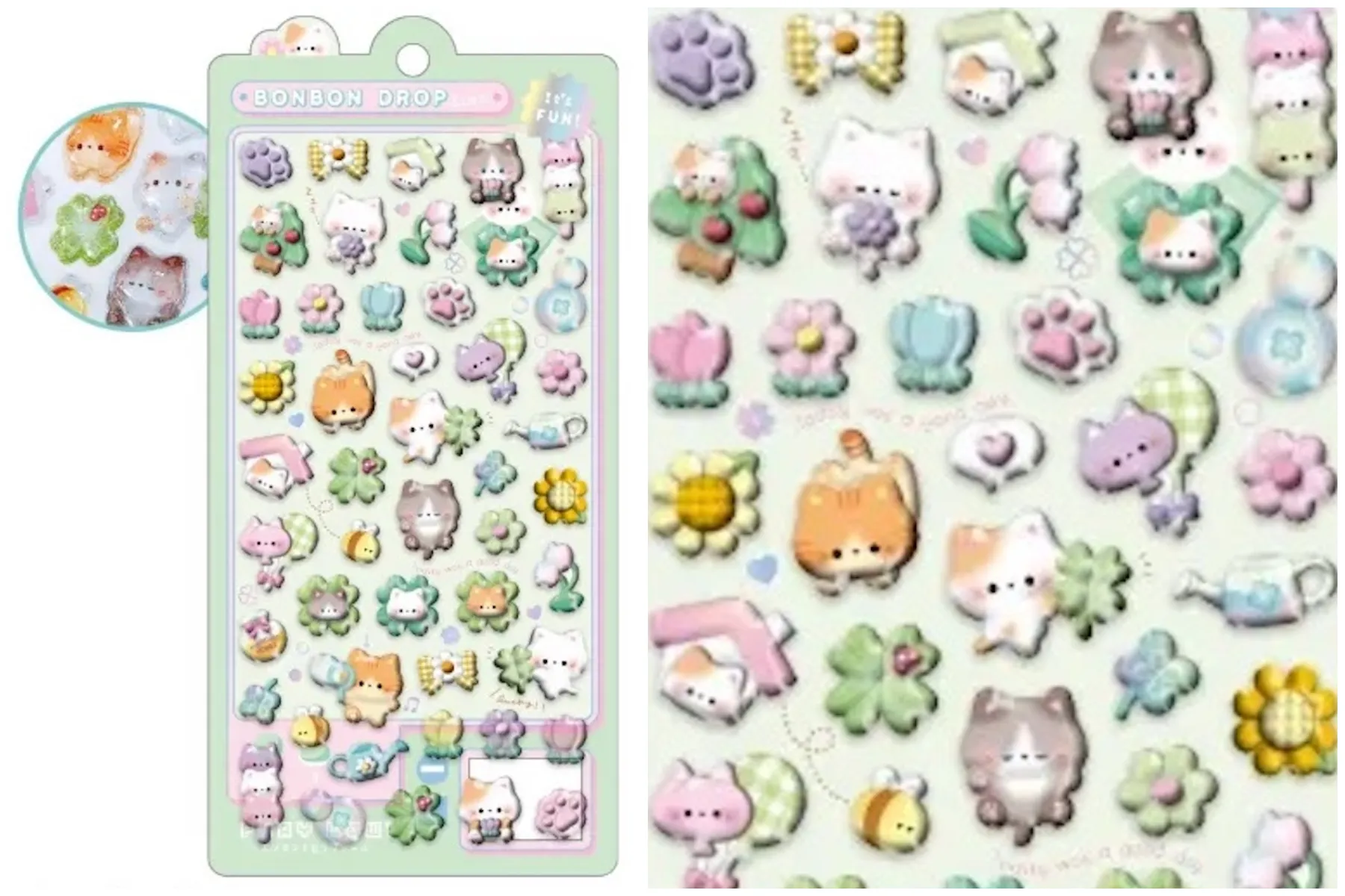 【ボンボンドロップシール】クーリアオリジナル柄「ねこねこボンボン」91051(It's FUN)