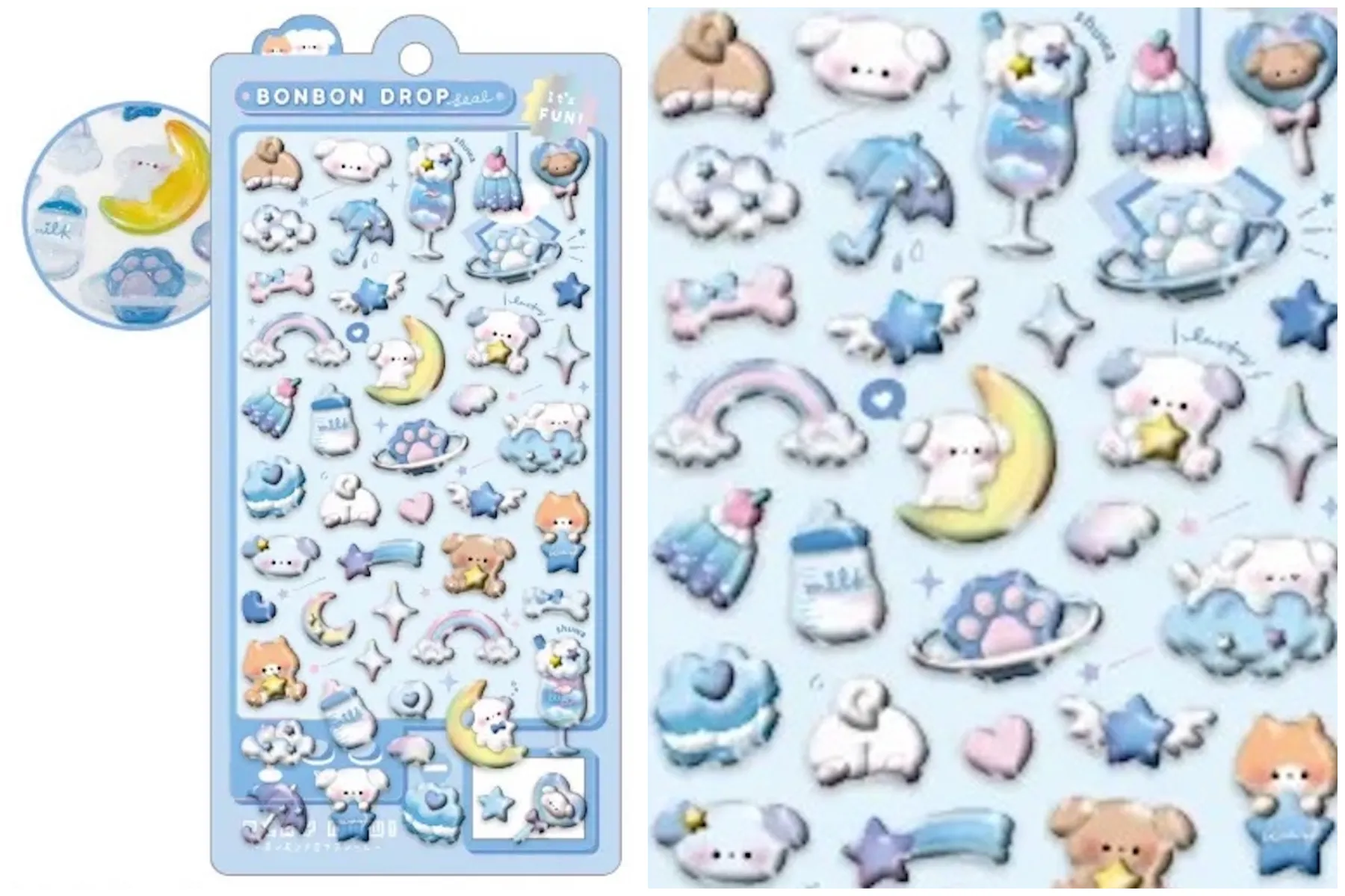 【ボンボンドロップシール】クーリアオリジナル柄「わんわんボンボン」91053(It's FUN)