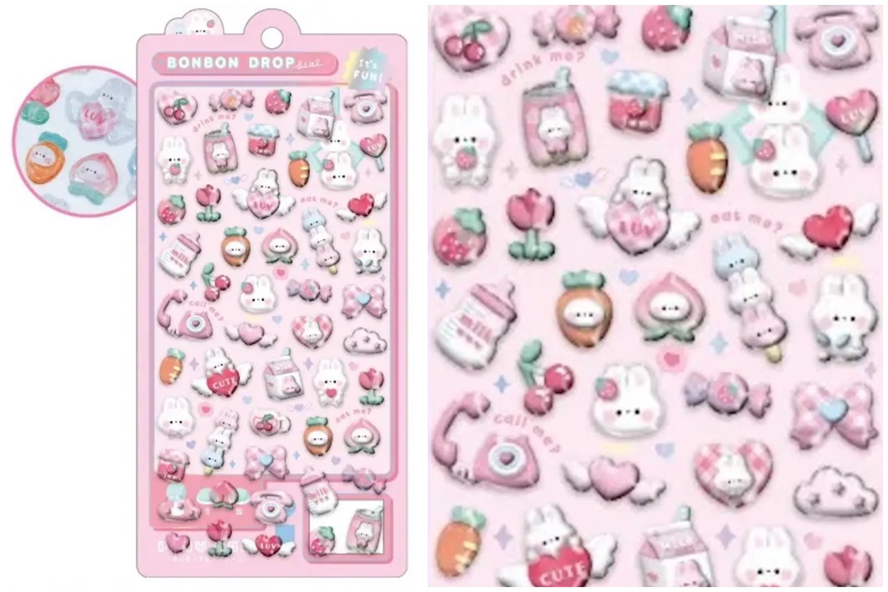 【ボンボンドロップシール】クーリアオリジナル柄「ももいろボンボン」91056(It's FUN)