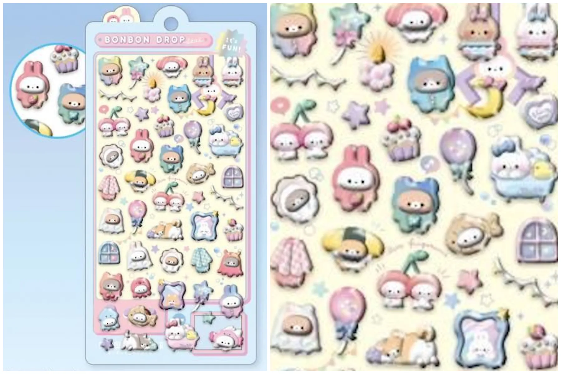 【ボンボンドロップシール】クーリアオリジナル柄「きぐるみボンボン」91122(It's FUN) パッケージ外観&アップ画像