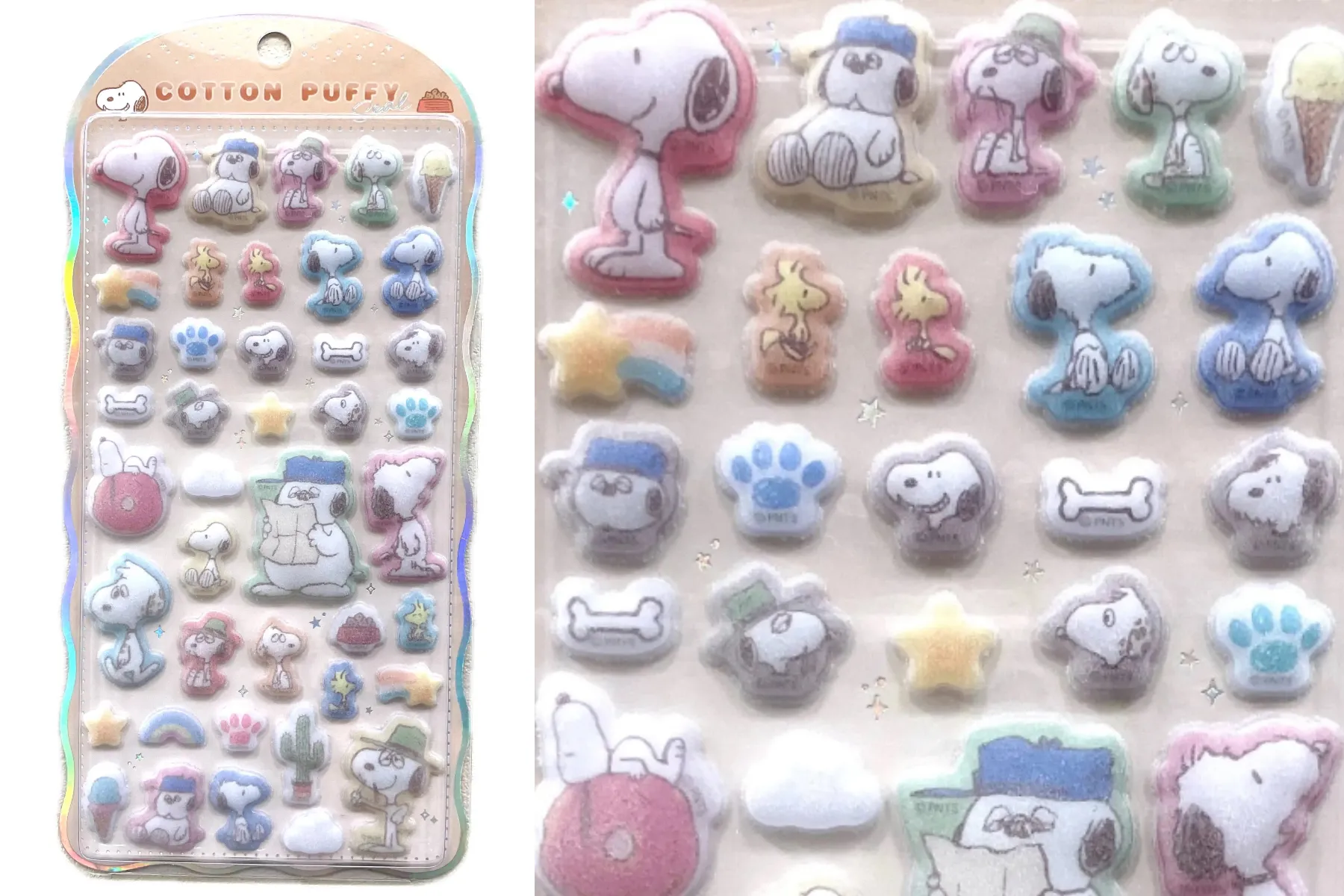 キデイランド【スヌーピータウンショップ】PEANUTS コットンパフィーシール「スヌーピー ブラザーズ」「Snoopys brothers」