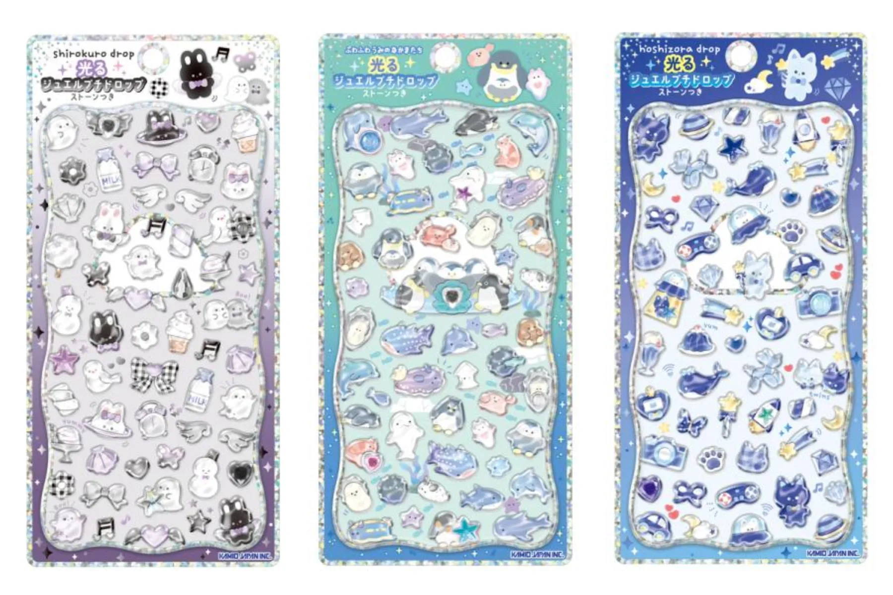 光るプチドロップステッカー