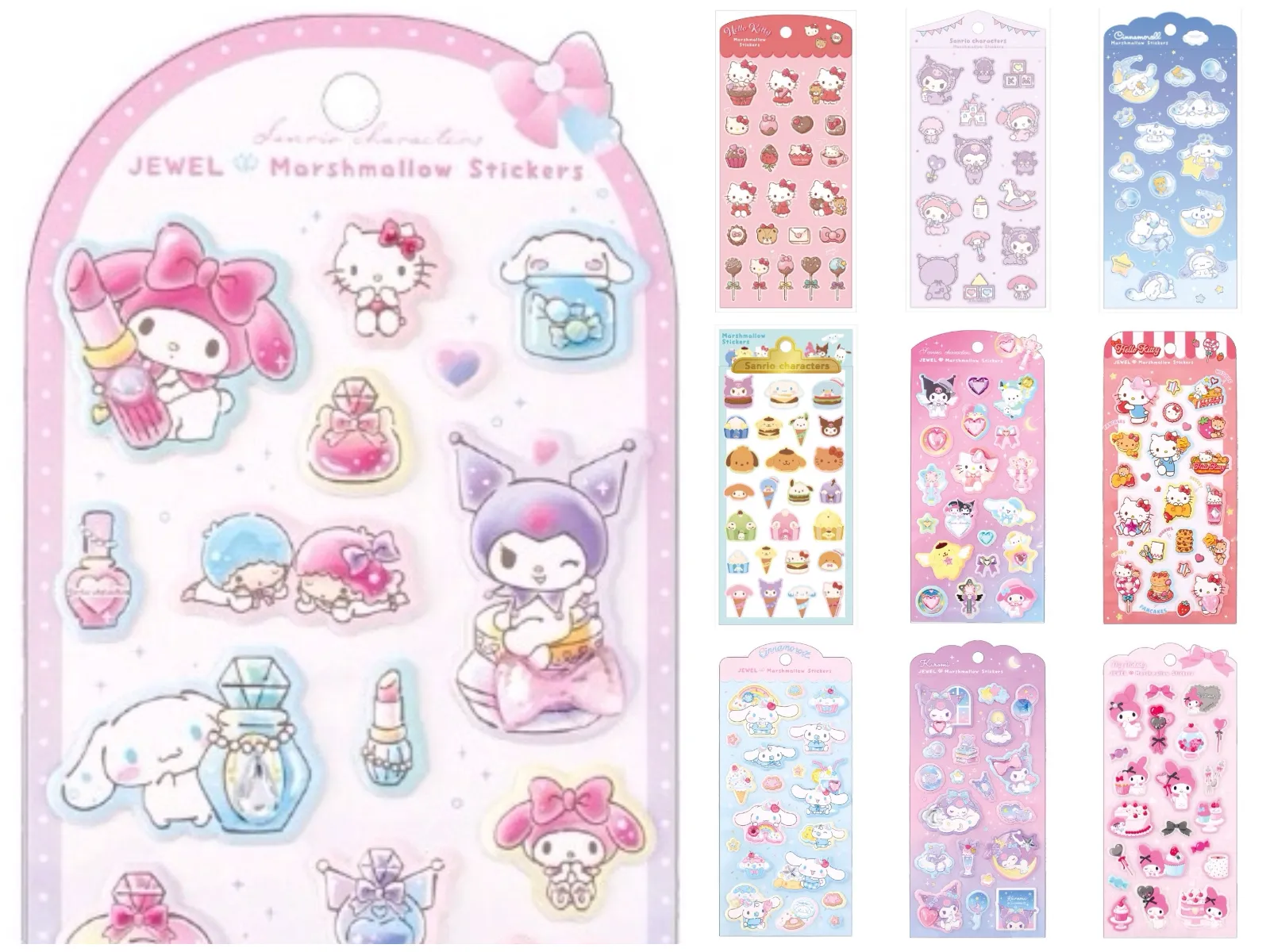 【サンリオ】もちもちぷにぷに♡立体シール「マシュマロステッカーズ」「ジュエルマシュマロステッカーズ」10種類がかわいすぎる♡