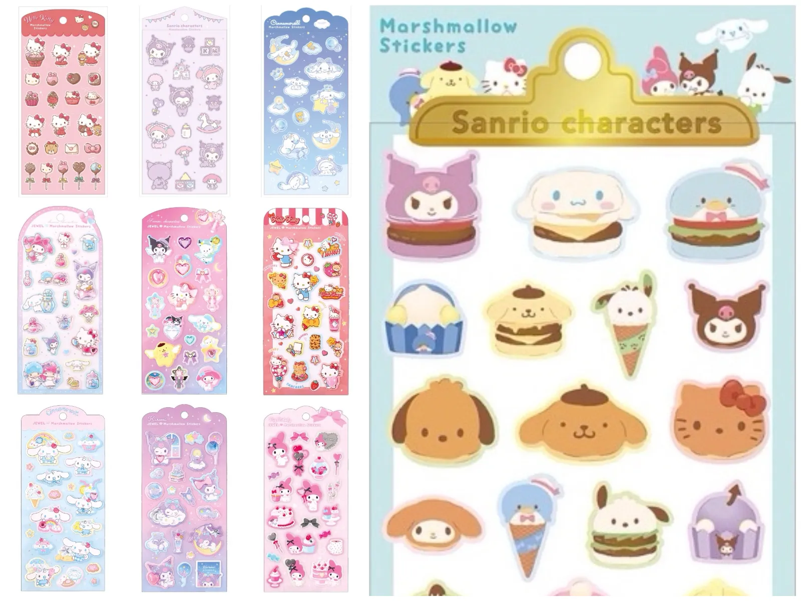 【サンリオ】もちもちぷにぷに♡立体シール「マシュマロステッカーズ」「ジュエルマシュマロステッカーズ」10種類がかわいすぎる♡