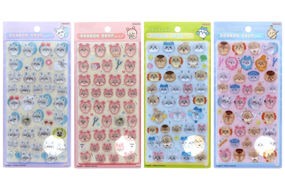5月31日締切 ちいかわらんど ボンボンドロップシールちいかわ第2弾4種セット抽選販売の対象商品パッケージ外観集合写真