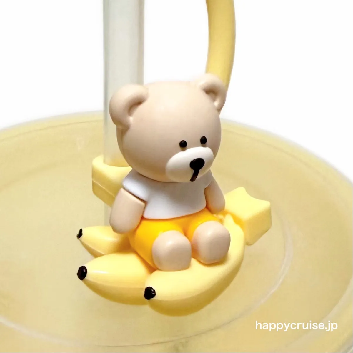 5月27日発売 スターバックス スタバの新作グッズ ベアリスタのストローキャップ付き♡色が変わるバナナ柄リユーザブルカップのベアリスタキャップのアップ写真
