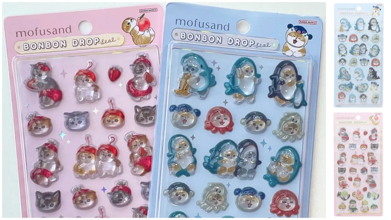 mofusand もふもふストア＠東京駅 ボンボンドロップシールモフサンド全2種抽選販売の告知画像