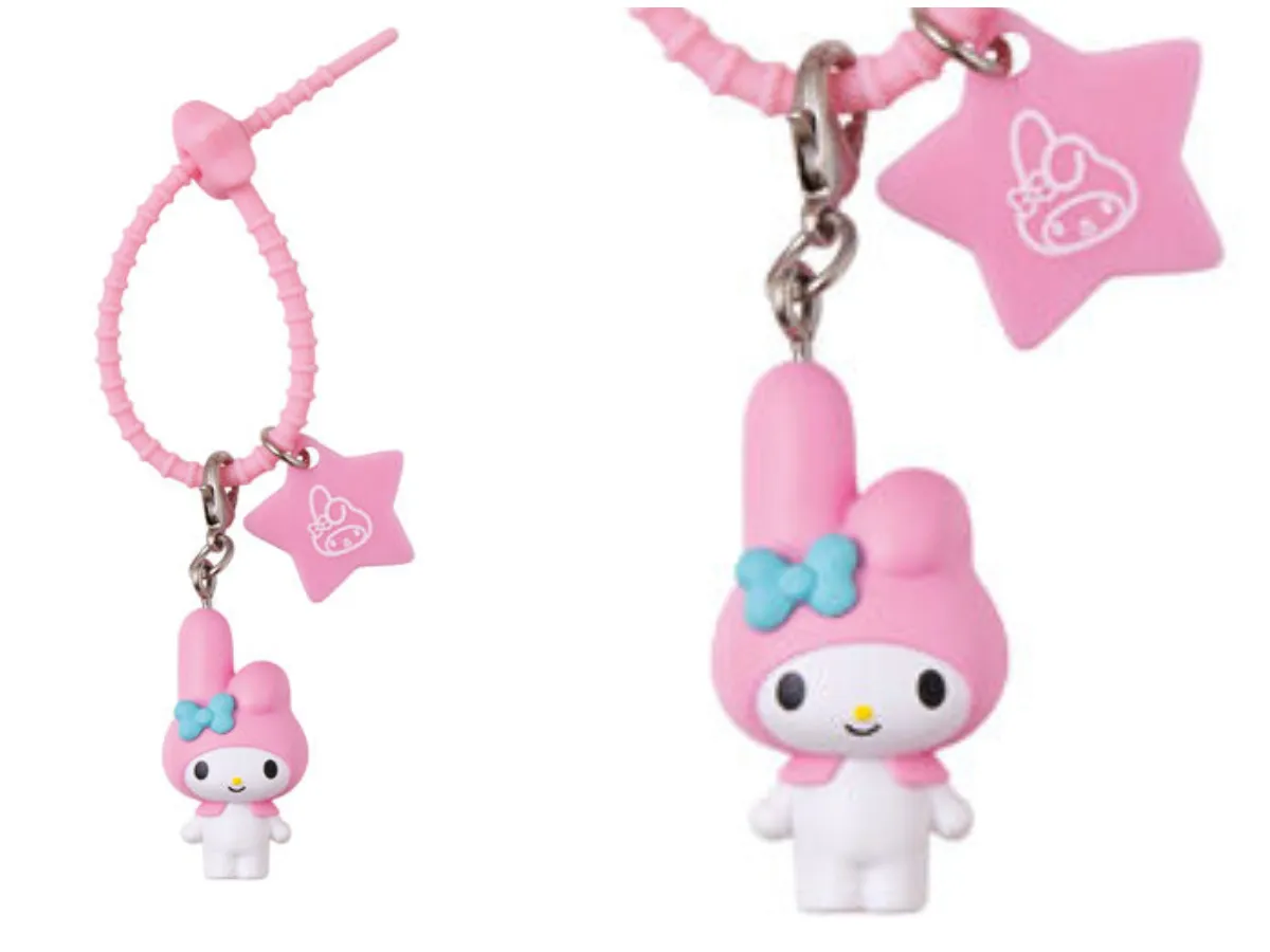 マイメロディ サンリオキャラクターズ ななほしカラフルマルチチャームの全体像とアップ画像(バンダイ ガシャポン)