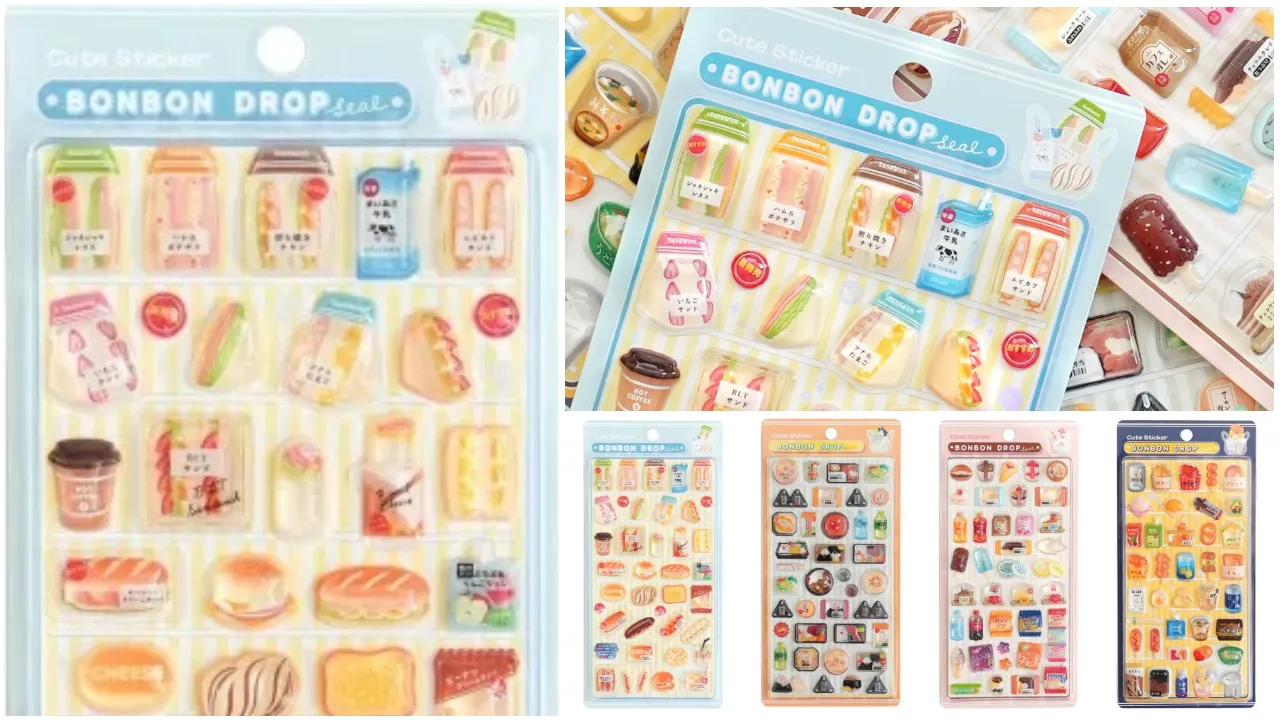ボンボンドロップシール(ボンドロ) コンビニ商品シリーズ全4種(サンドイッチ&パン・おにぎり&お弁当・スイーツ&お菓子・ホットスナック)集合写真 クーリア公式