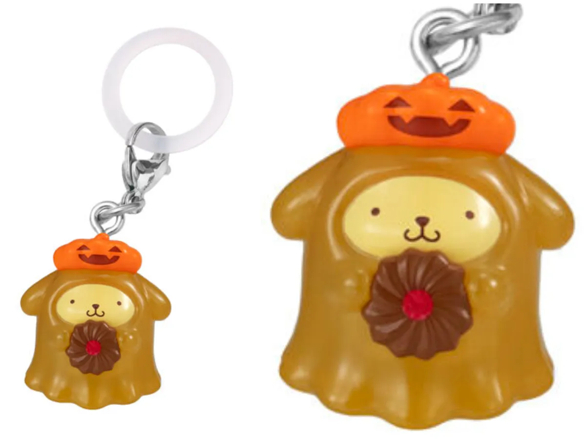 ポムポムプリン【バンダイ ガシャポン】サンリオキャラクターズ めじるしアクセサリー Halloween!(ハロウィン)全体像&アップ写真