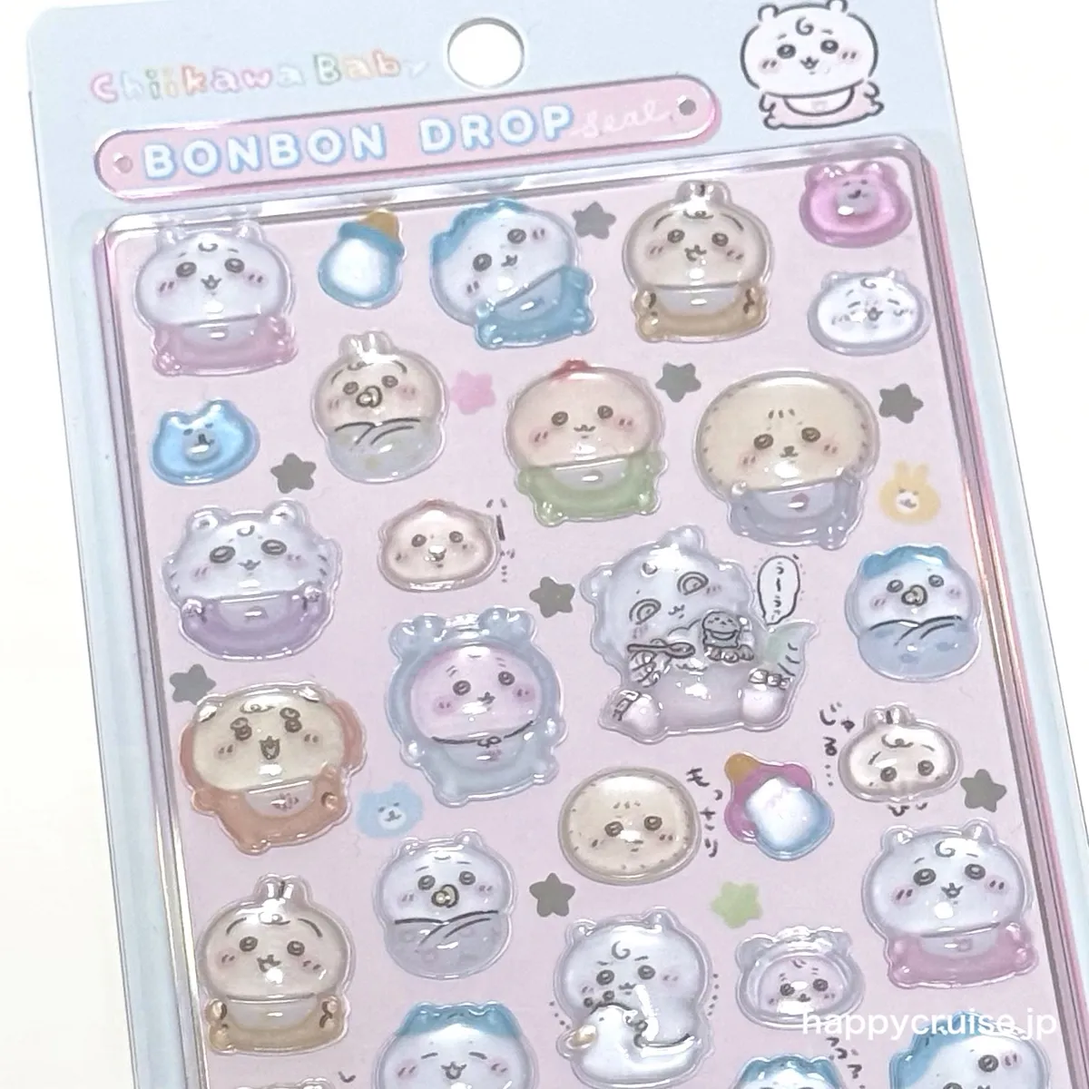【ちいかわボンドロ】ちいかわ ボンボンドロップシール 第3弾 「Chiikawa Baby/ちいかわベビー」¥550(税込)パッケージ外観と商品アップ画像(HAPPY CRUISE オリジナル画像)