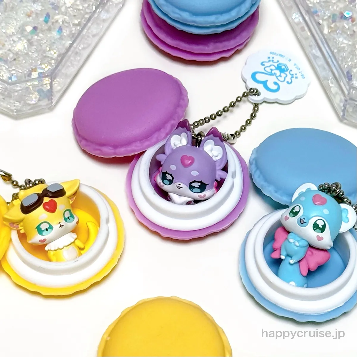 マシュタン&シュシュタン&ジェット先輩「名探偵プリキュア! 名探偵スイング2」の商品外観全体像の集合写真(バンダイ ガシャポン ガチャガチャ カプセルトイ)(HAPPY CRUISE オリジナル画像)