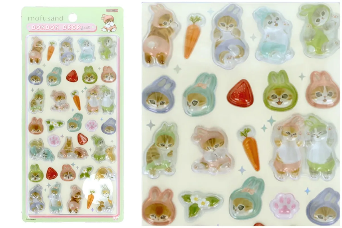 うさにゃん【ボンドロ モフサンド第2弾】mofusand(モフサンド)ボンボンドロップシール 第2弾 全体像とアップ画像