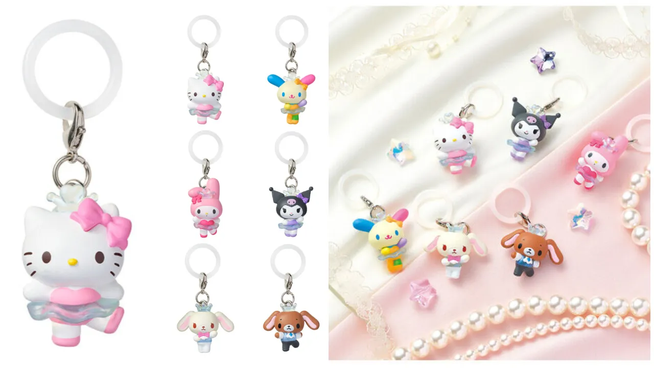 【バンダイ ガシャポン】サンリオキャラクターズ バレリーナめじるしアクセサリー 全6種の集合写真(ハローキティ・マイメロディ・クロミ・ウサハナ・しろうさ(シュガーバニーズ)・くろうさ(シュガーバニーズ))