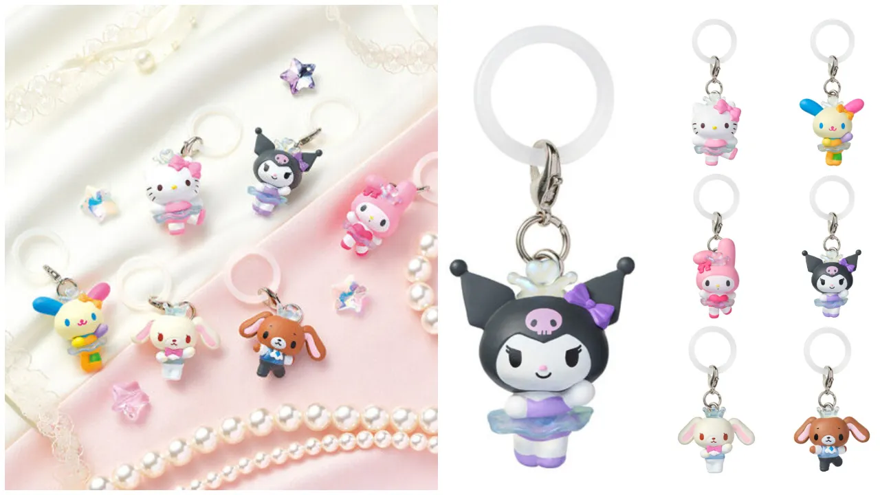 【バンダイ ガシャポン】サンリオキャラクターズ バレリーナめじるしアクセサリー 全6種の集合写真(ハローキティ・マイメロディ・クロミ・ウサハナ・しろうさ(シュガーバニーズ)・くろうさ(シュガーバニーズ))