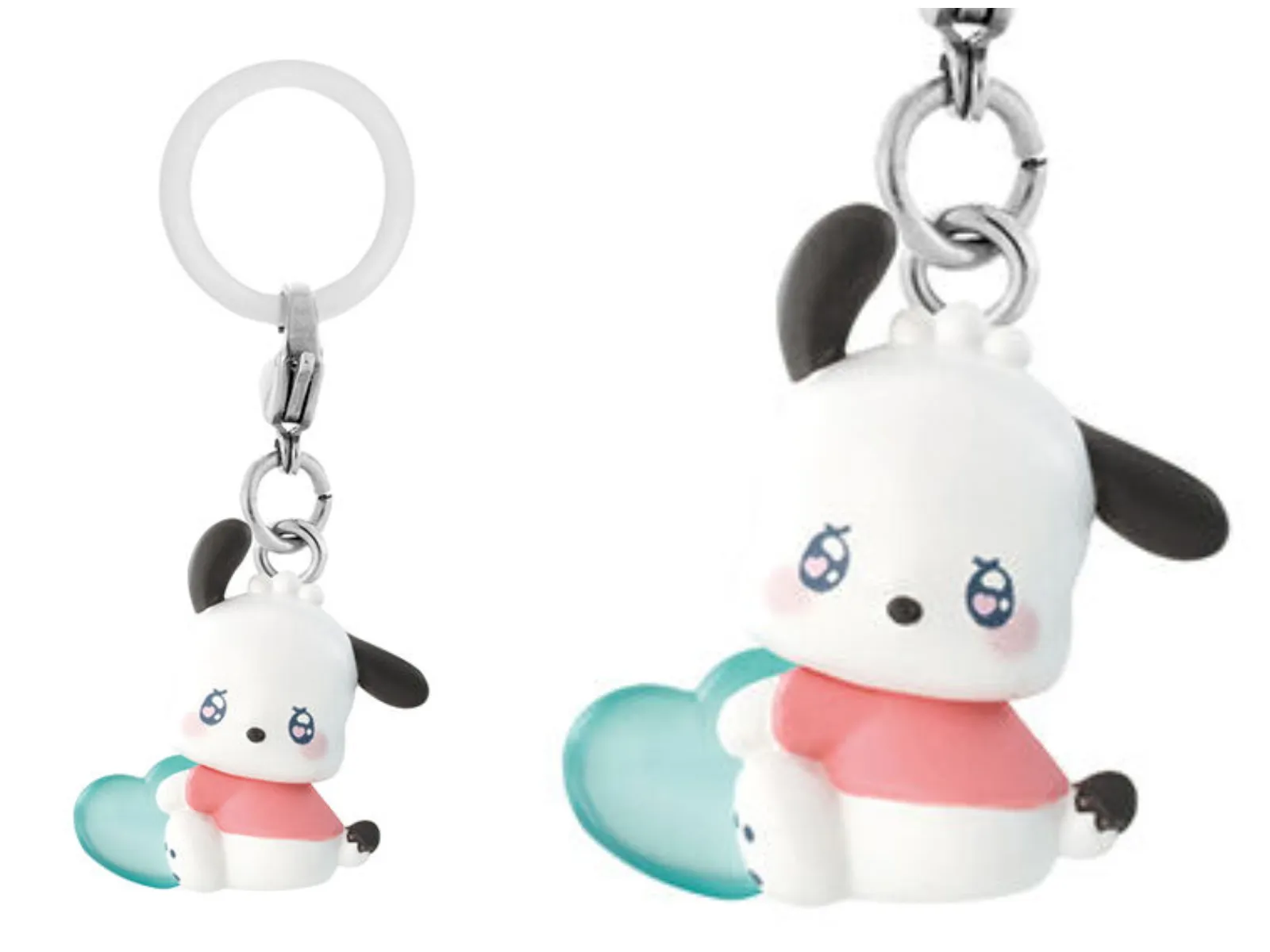 ポチャッコ【バンダイ ガシャポン】めじるしアクセサリー サンリオキャラクターズ~エモきゅん~ パステルカラーver. 全体像とアップ画像