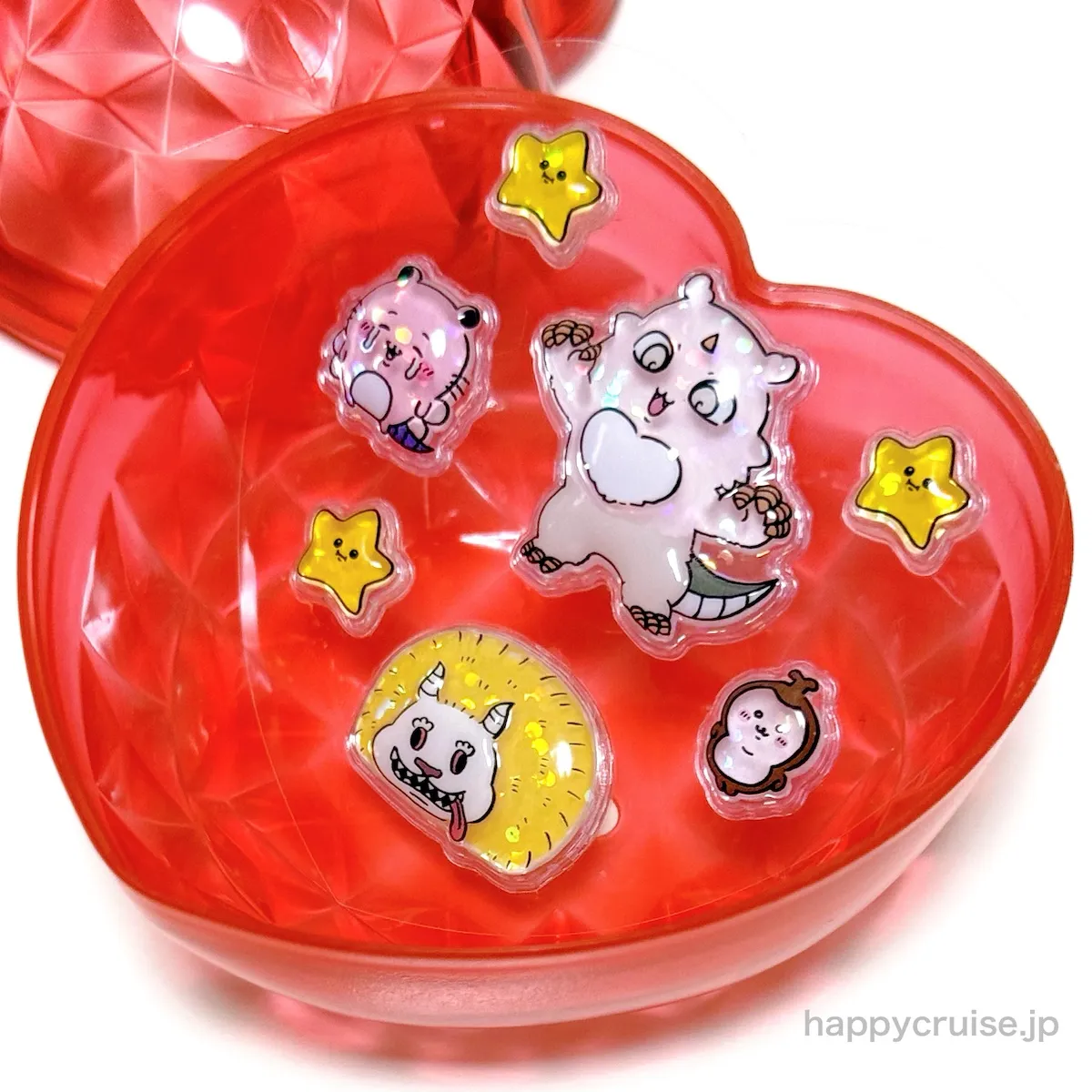 パレードのカプセルトイ【ちいかわ新作ガチャ】「ちいかわ PUKU CHURU seal①(ぷくちゅるシール)」ハート型カプセル入り【MIXデザイン】(HAPPY CRUISE オリジナル画像)